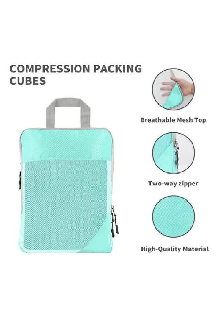 6 Piezas de Bolsas Organizadoras de Compresión para Maleta - Color Celeste-1
