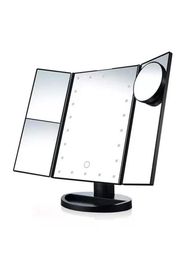 Espejo Maquillaje 22 Luces LED Aumento X1, X2, X3, X10 Giratorio Negro-0