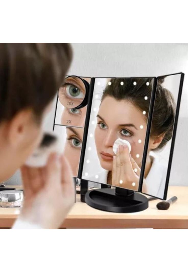 Espejo Maquillaje 22 Luces LED Aumento X1, X2, X3, X10 Giratorio Negro-5