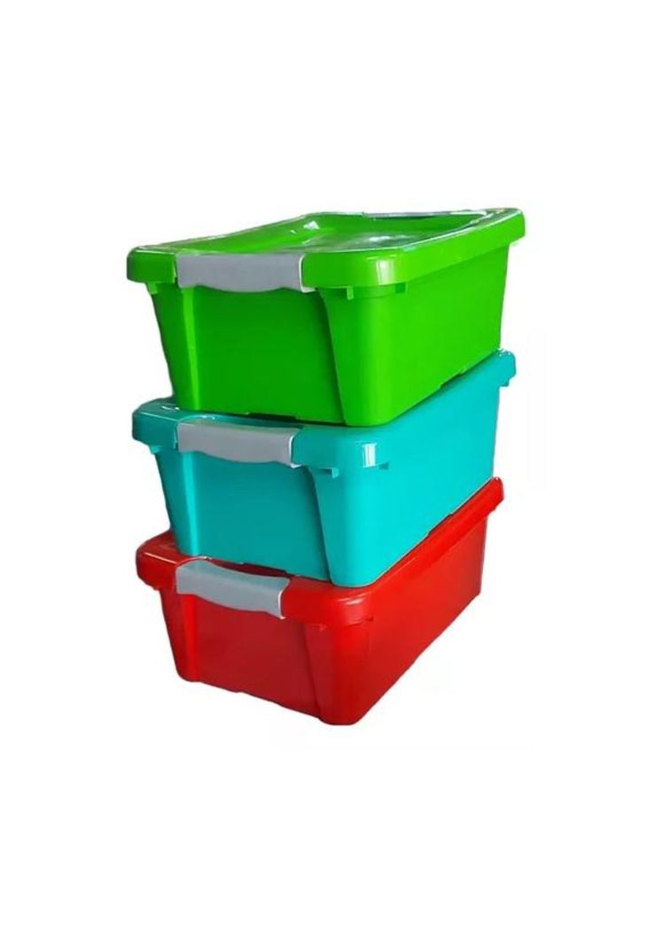 Pack 4 Caja Organizadora 14 Lt Cierre Ganchos Verde Pastel-1
