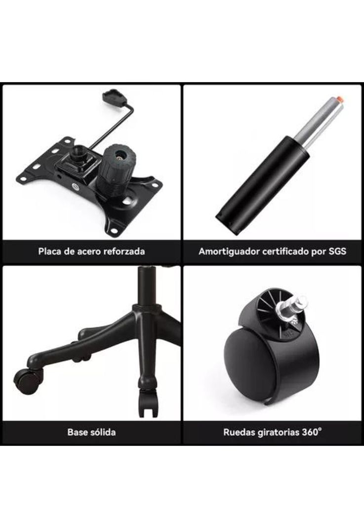 Silla de oficina ergonómica con soporte lumbar ajustable color negro-2