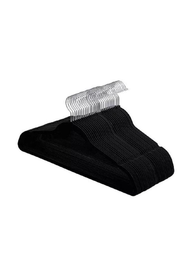 Pack de 20 perchas terciopelo antideslizantes color negro-2