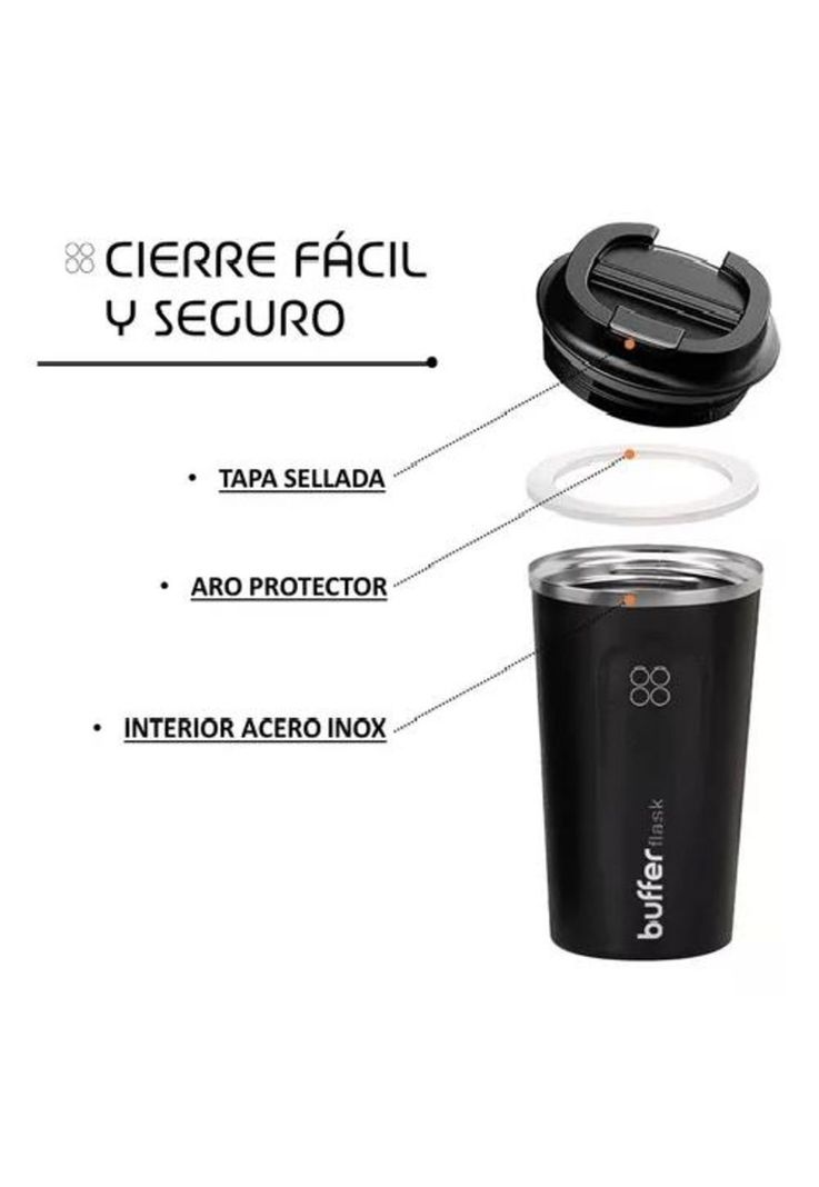 Termo para Café - Vaso Térmico Mug de 500 ml, 17 oz, Color Negro-3