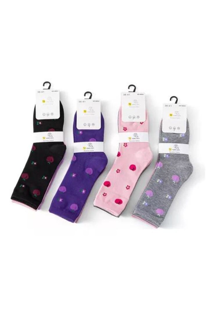 Calcetines de algodón con diseño para mujer, pack de 12 pares, largos, multicolor-2
