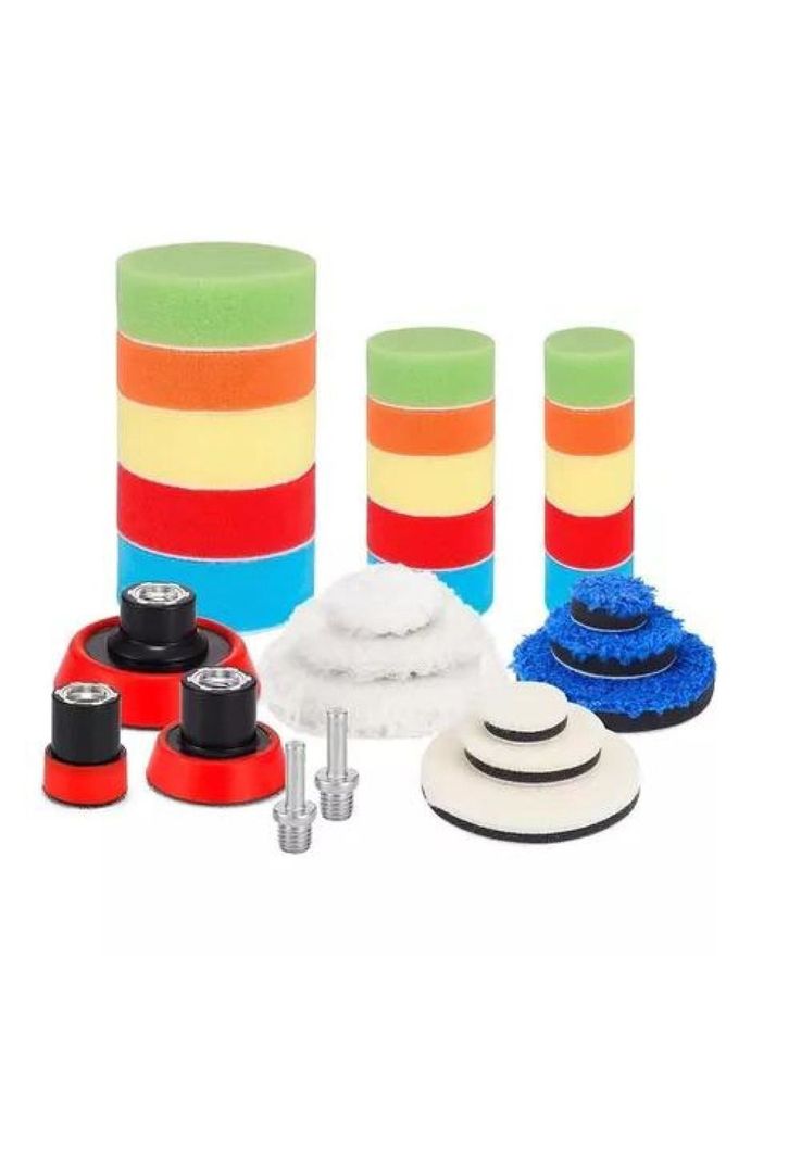 Kit de 29 piezas de pulido, esponjas y almohadillas para auto, multicolor-0