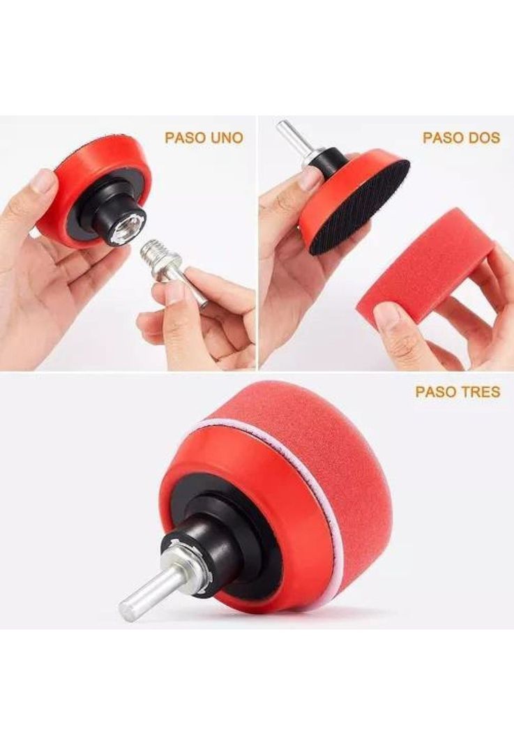 Kit de 29 piezas de pulido, esponjas y almohadillas para auto, multicolor-4