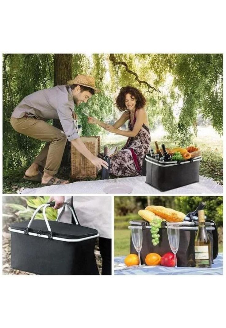 Canasta picnic cooler bolso térmica plegable portátil-5