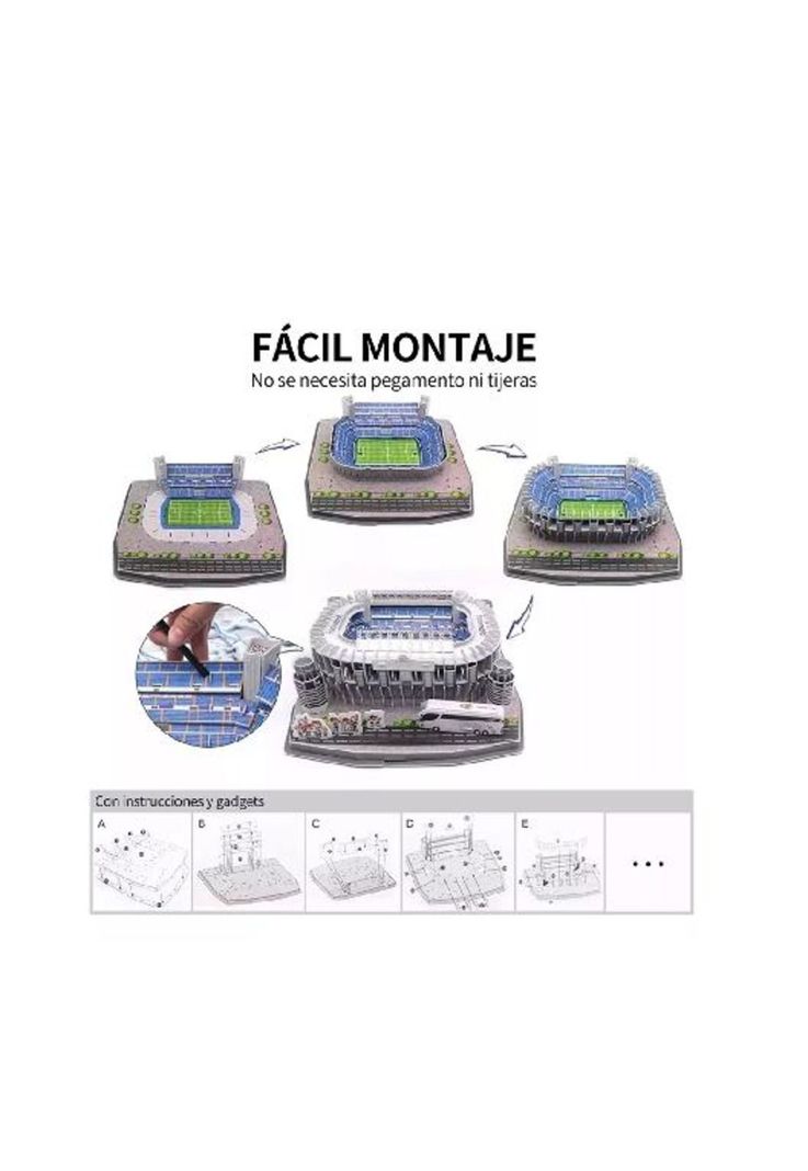 Puzzle 3d estadio santiago bernabéu real madrid multicolor-2