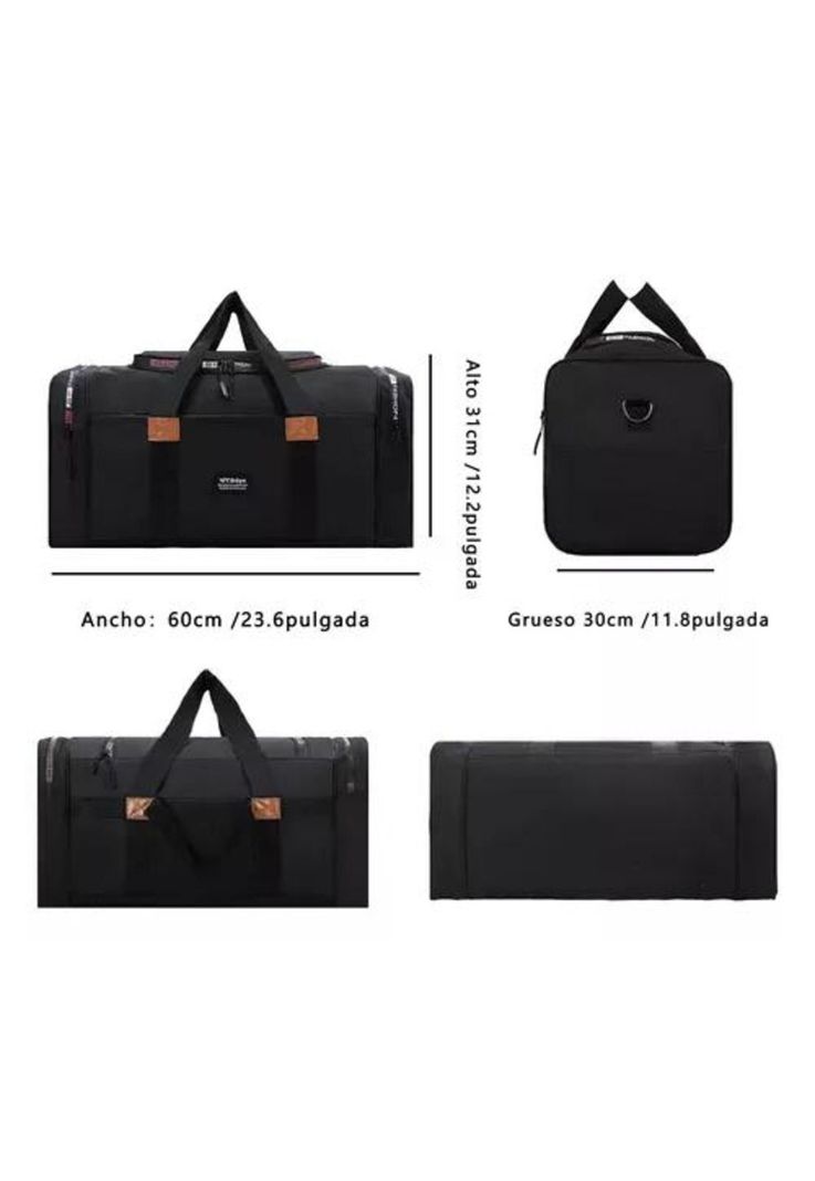 Bolso fitness de moda para viajes, gran capacidad, color negro-1