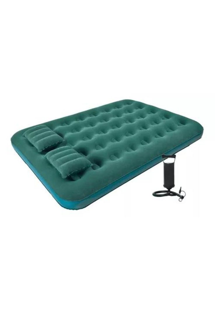 Colchón inflable doble Klimber, + inflador + 2 almohadas, color verde-0