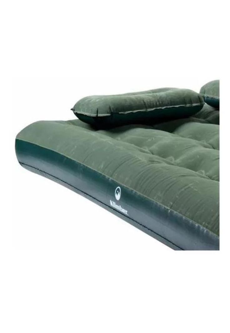 Colchón inflable doble Klimber, + inflador + 2 almohadas, color verde-4