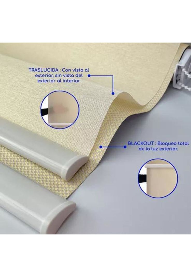 Cortina Roller Blackout 2 Paños 120x240 Doble Visillo Beige Sin Cenefa-3