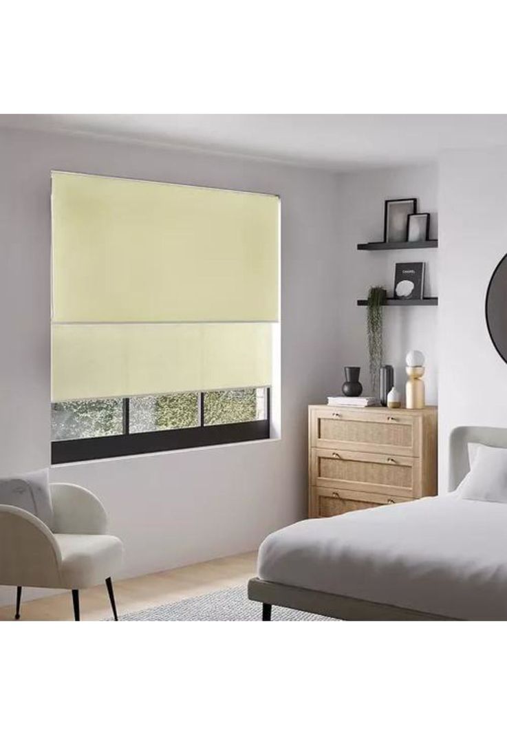 Cortina Roller Blackout 2 Paños 120x240 Doble Visillo Beige Sin Cenefa-5