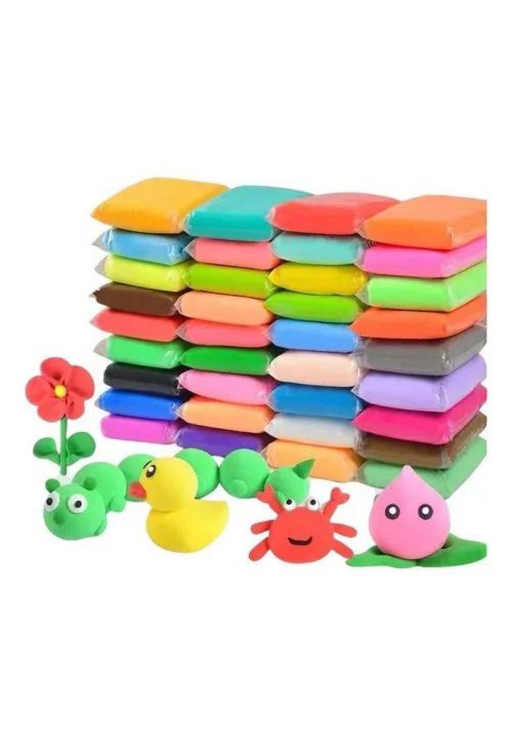 12 masas moldeables Fummy tipo goma eva gummy slime + estecas color 24-1
