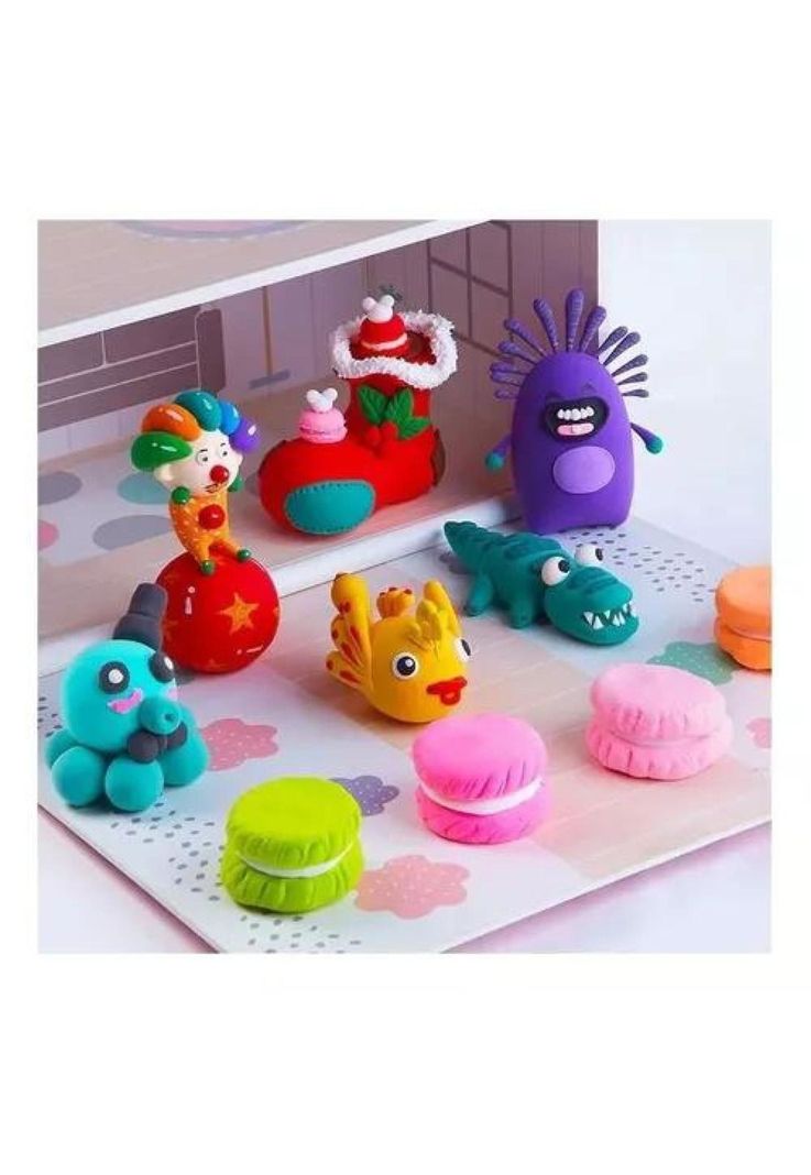 12 masas moldeables Fummy tipo goma eva gummy slime + estecas color 24-5