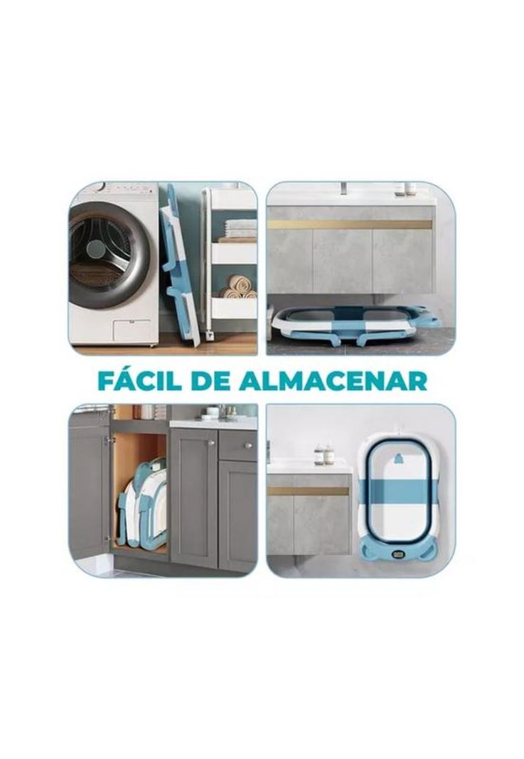 Bañera plegable con termómetro y cojín reforzado, multicolor-1