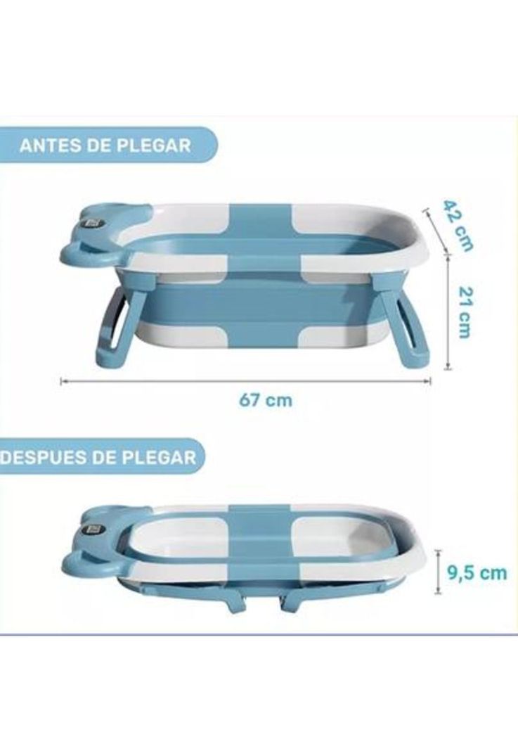 Bañera plegable con termómetro y cojín reforzado, multicolor-2