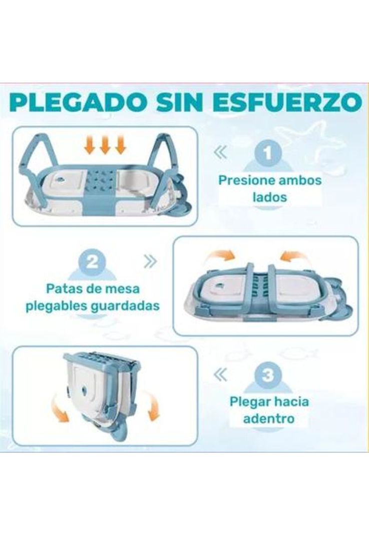 Bañera plegable con termómetro y cojín reforzado, multicolor-3