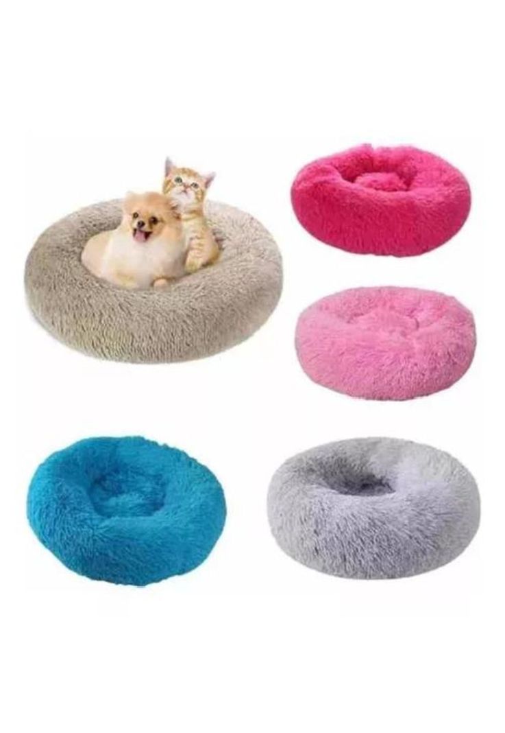 Cama antiestrés de felpa suave para mascotas 70 cm gris-4