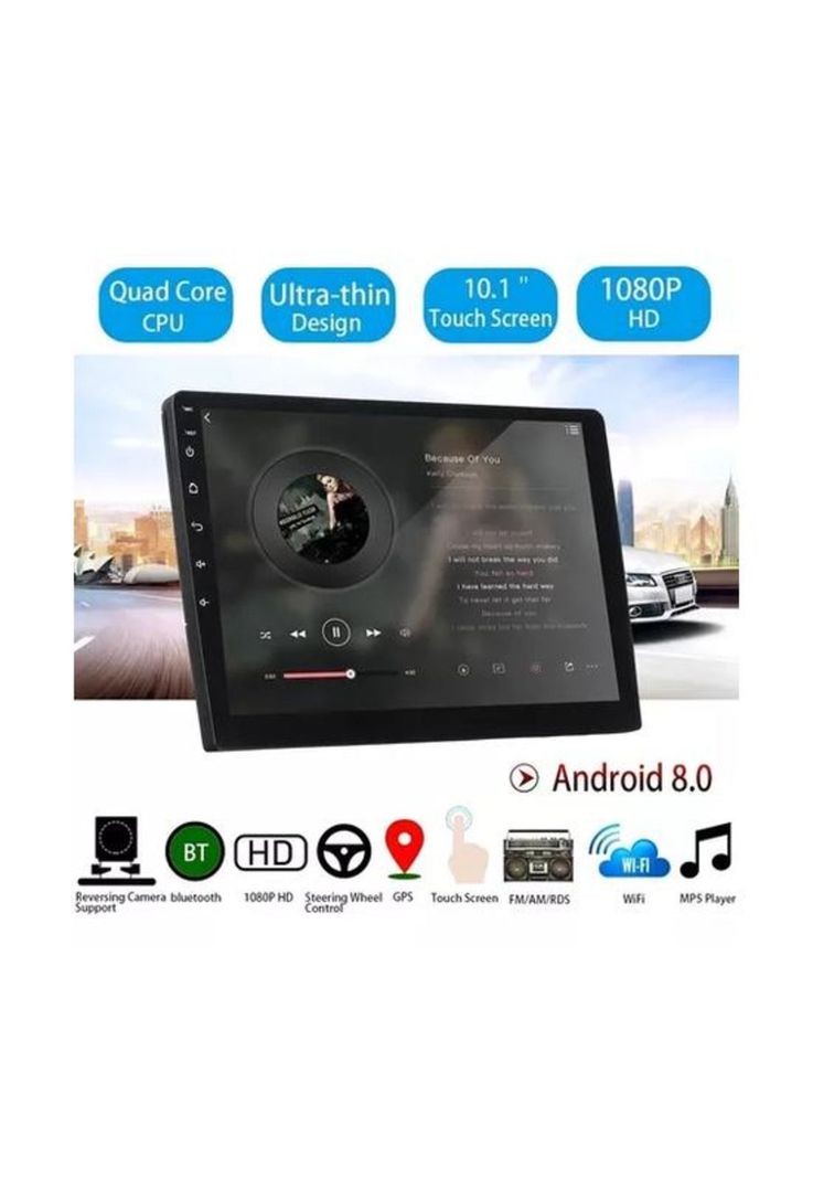 Radio auto 2 Din Android 9" con GPS y Wifi, control de volante, color negro-2