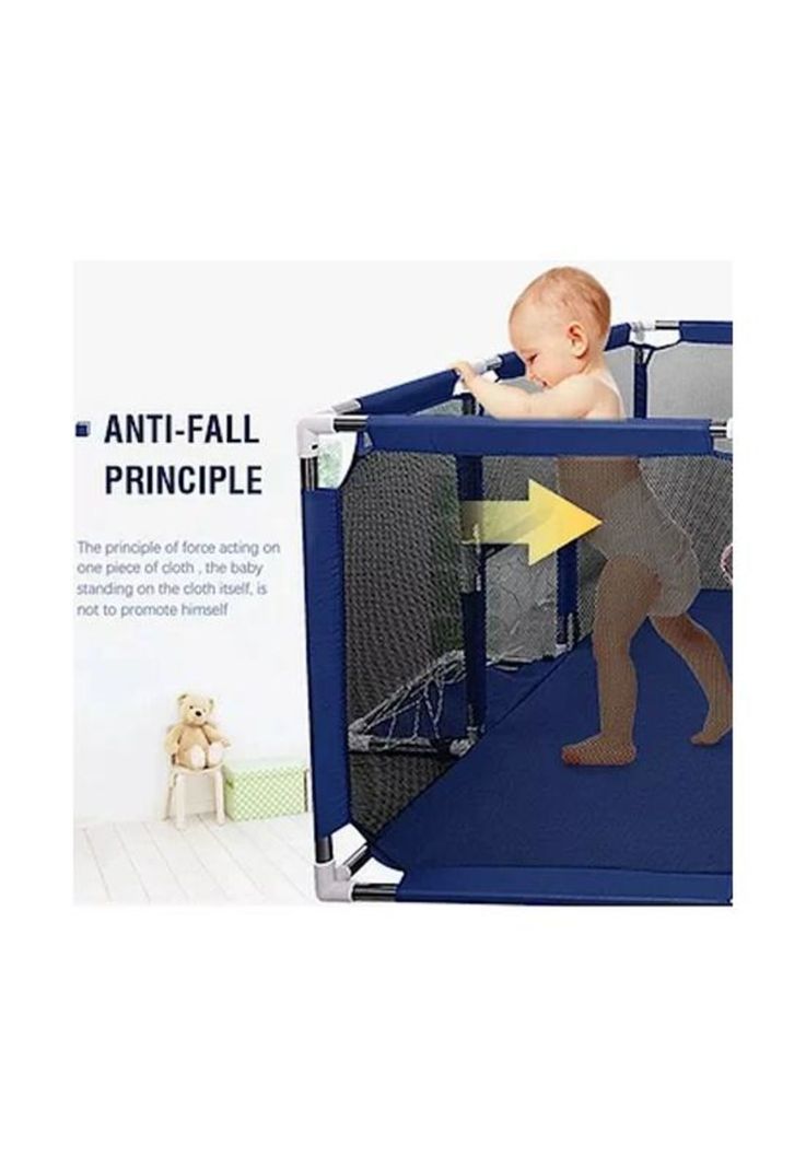 Corral de seguridad para bebés con aro de basket, 180cm, azul-2