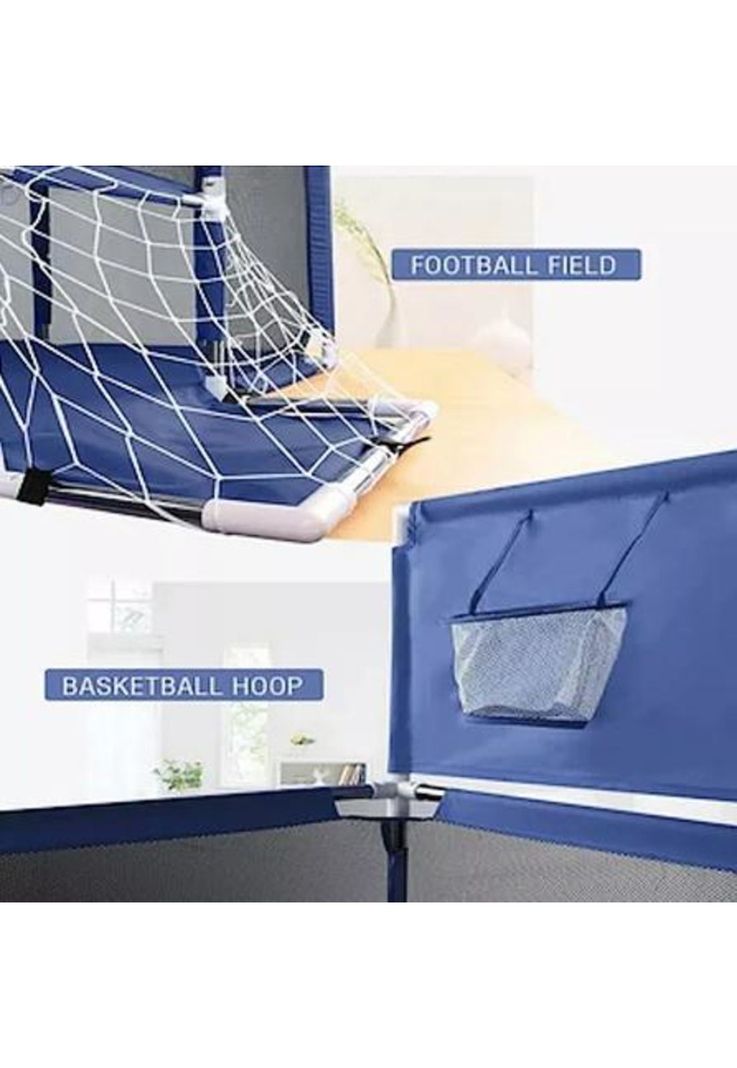 Corral de seguridad para bebés con aro de basket, 180cm, azul-3