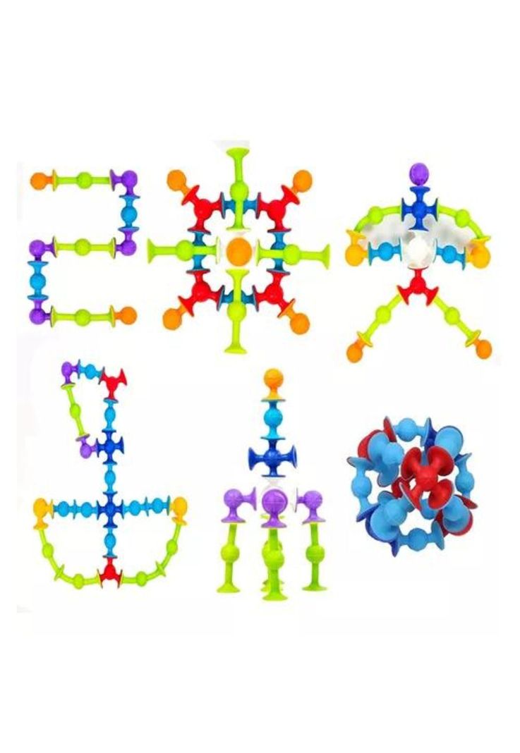 33 pcs ventosas de baño, bloques de silicona interactivos multicolor-1