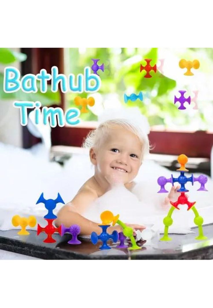 33 pcs ventosas de baño, bloques de silicona interactivos multicolor-3