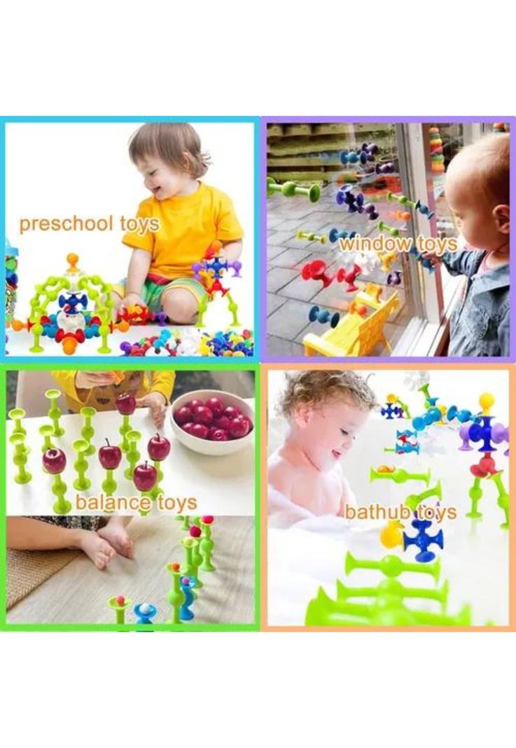 33 pcs ventosas de baño, bloques de silicona interactivos multicolor-6