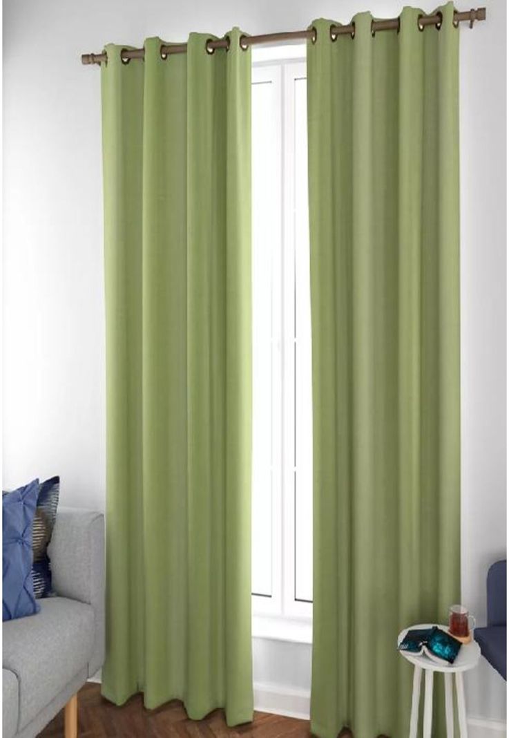 Set 2 cortinas blackout térmico 140x220 cm, color verde-1