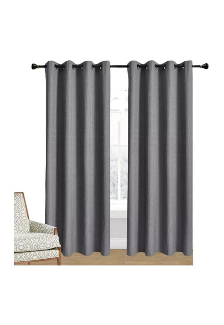 Cortina Lino Con Blackout Engomado Térmica 140x220 Gris Oscuro-0