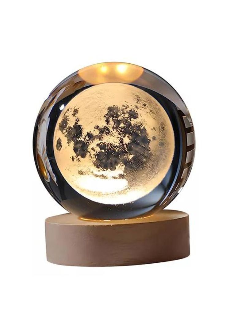 Lámpara de noche LED 3D de la luna y sistema solar, pantalla dorada-0