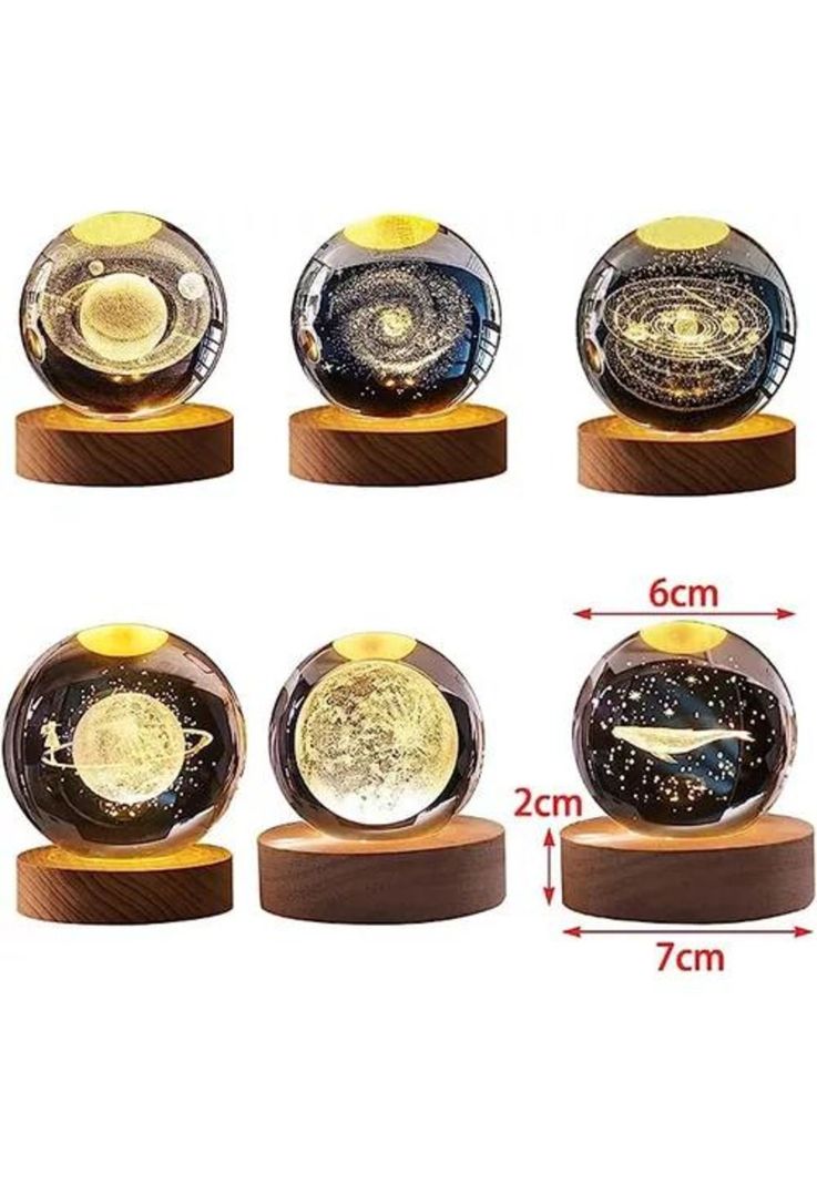 Lámpara de noche LED 3D de la luna y sistema solar, pantalla dorada-1