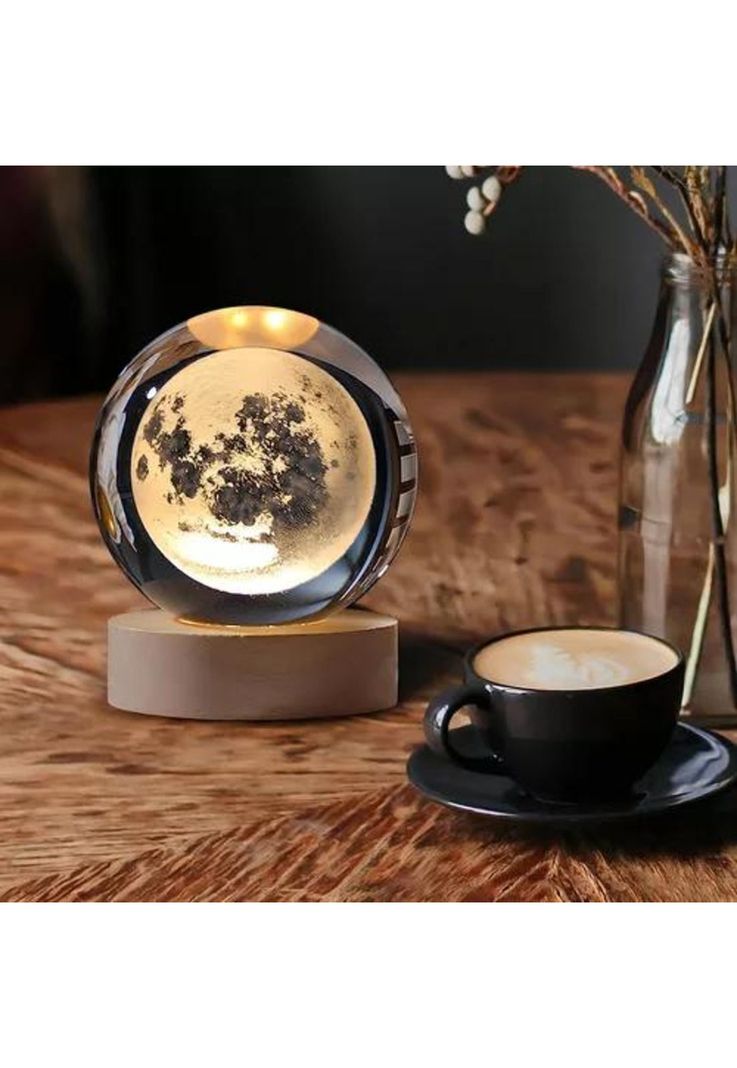 Lámpara de noche LED 3D de la luna y sistema solar, pantalla dorada-3