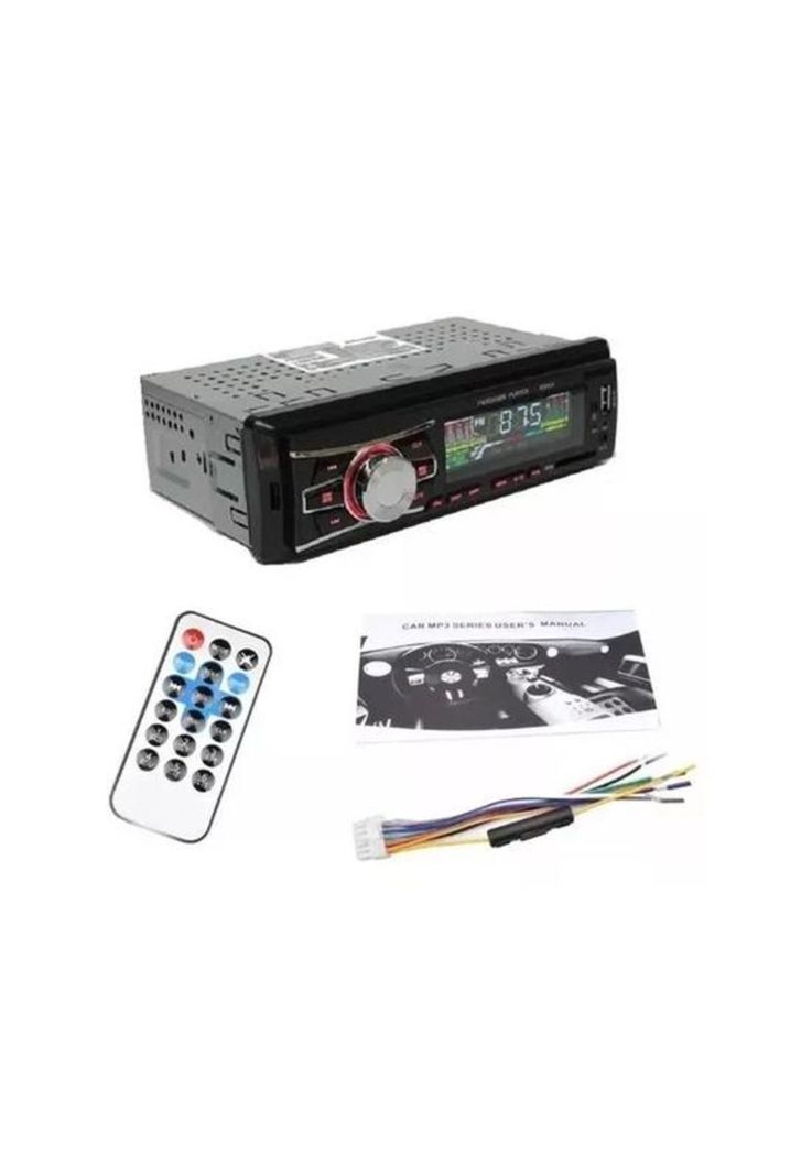 Radio auto 1 Din Bluetooth USB MP3 MicroSD Aux FM, color negro-0