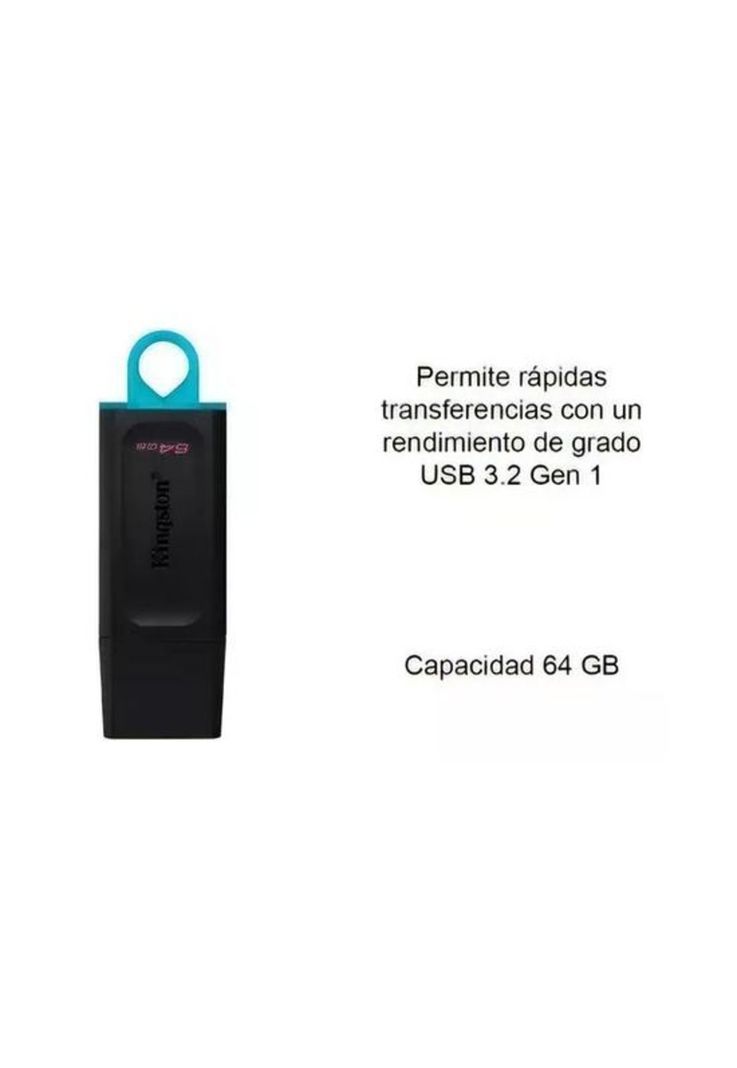Pendrive Kingston Datatraveler Exodia DTX/64, 64GB, USB 3.2 Gen, negro-1