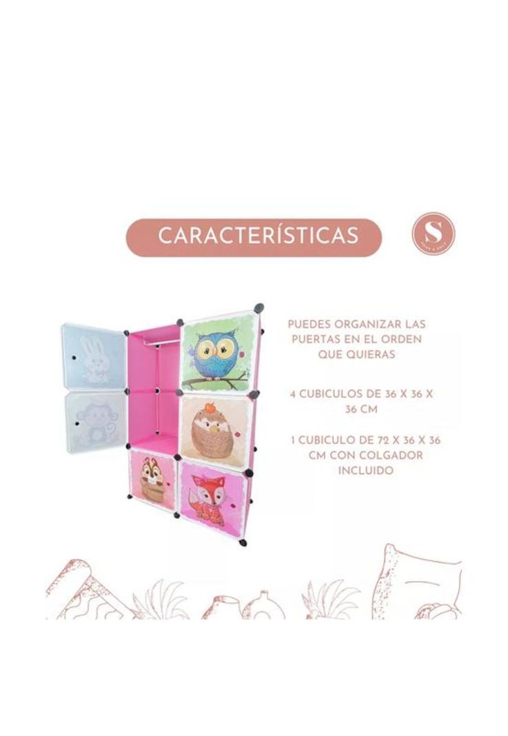 Closet organizador para niños, color rosado-1