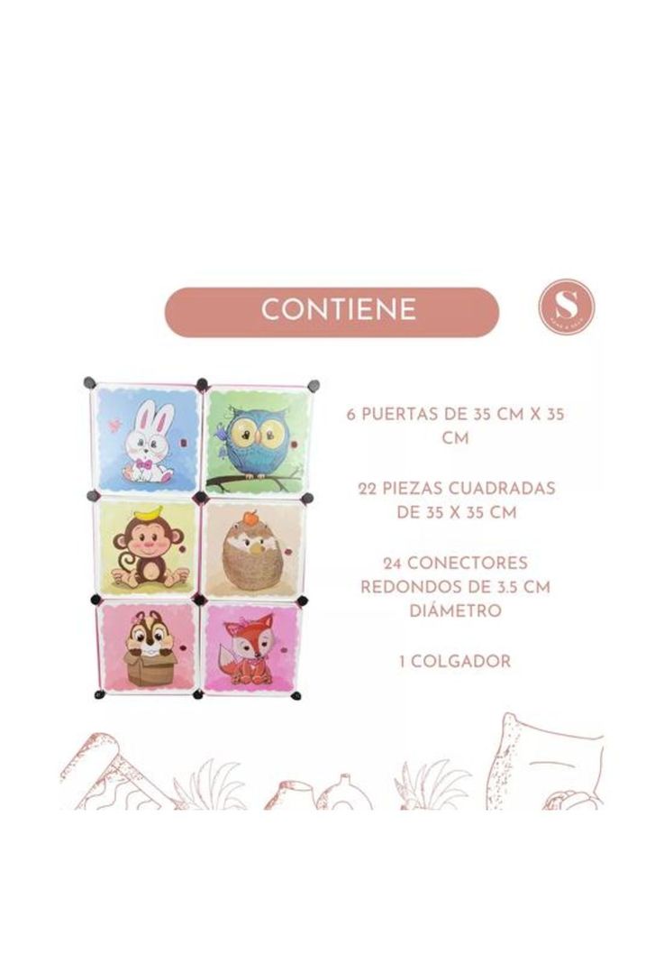 Closet organizador para niños, color rosado-2