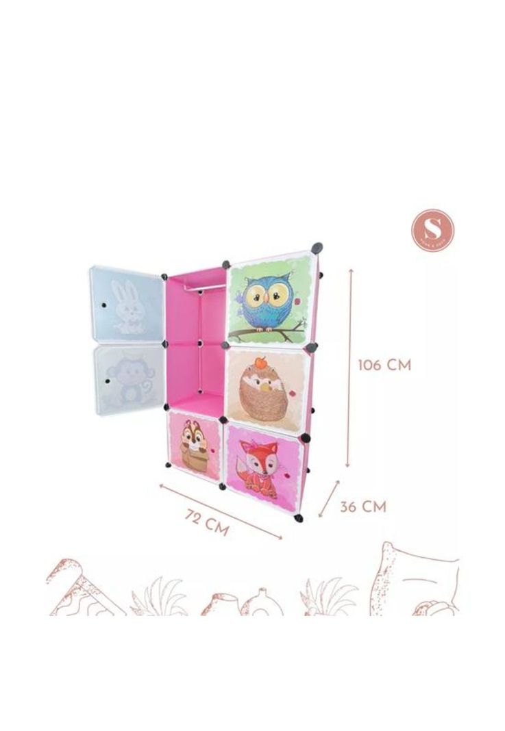 Closet organizador para niños, color rosado-4