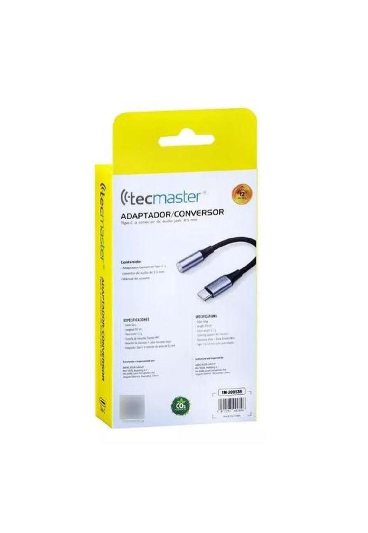 Adaptador de audífono tipo C a audio jack 3.5mm Tecmaster gris-3