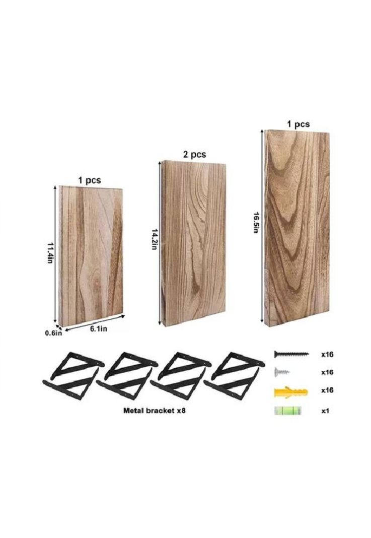 Repisas Flotantes de Madera Multipropósito Kit 4 Café-1