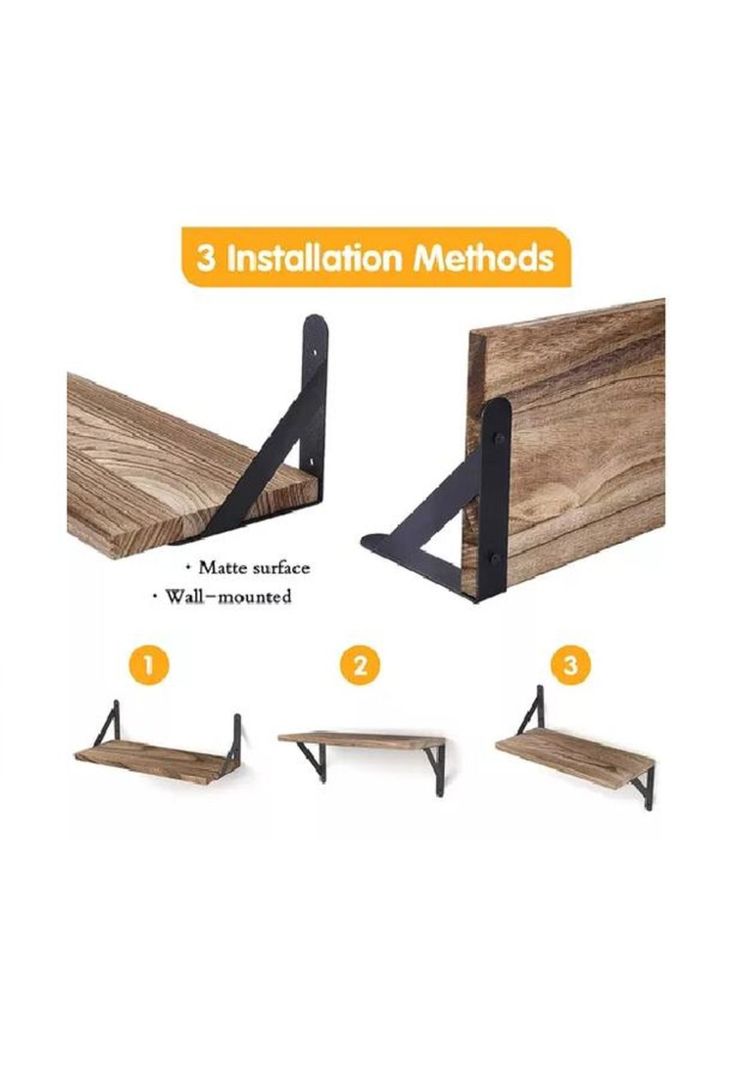 Repisas Flotantes de Madera Multipropósito Kit 4 Café-2