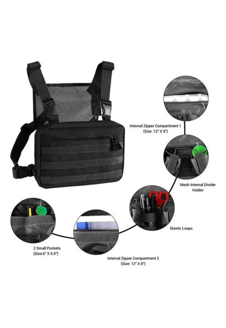 Banano táctico tipo pechera militar color negro-2