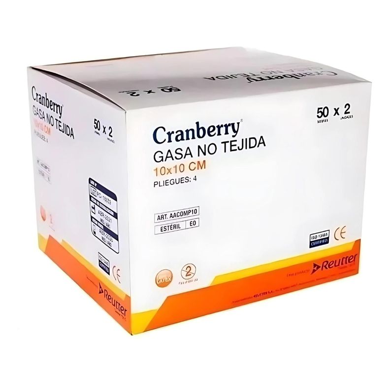 Gasa Estéril 10x10cm - Caja 100 Unidades - Cranberry-1