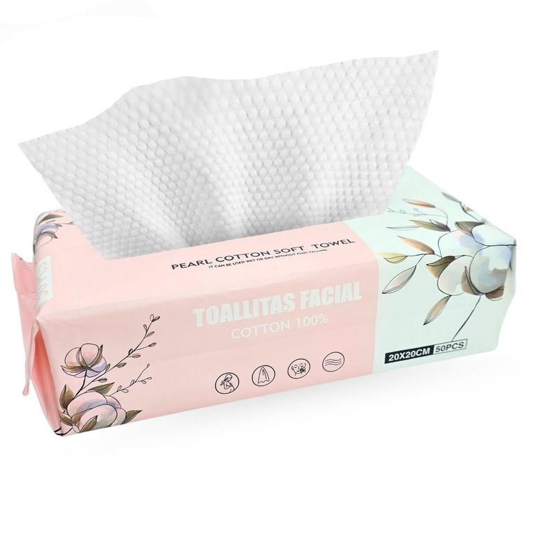 Toalla Facial Desechable de Algodón 20x20 cm – 50pcs - Eidos-0