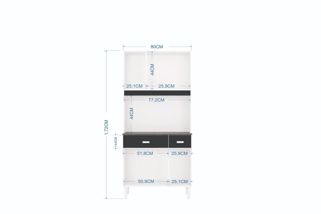 Mueble de cocina Manu 6 puertas blanco/negro-2