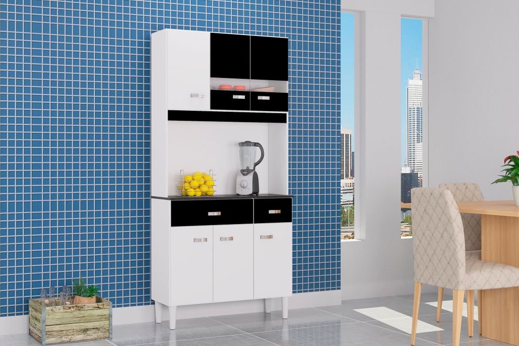 Mueble de cocina Manu 6 puertas blanco/negro-1