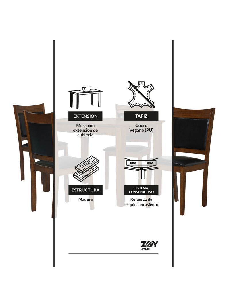 Juego de Comedor Andros Extensible 4 Sillas -1
