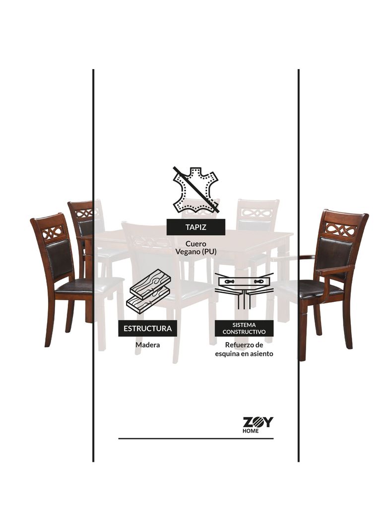 Juego de Comedor Capri 4 Sillas 2 Sitiales -1