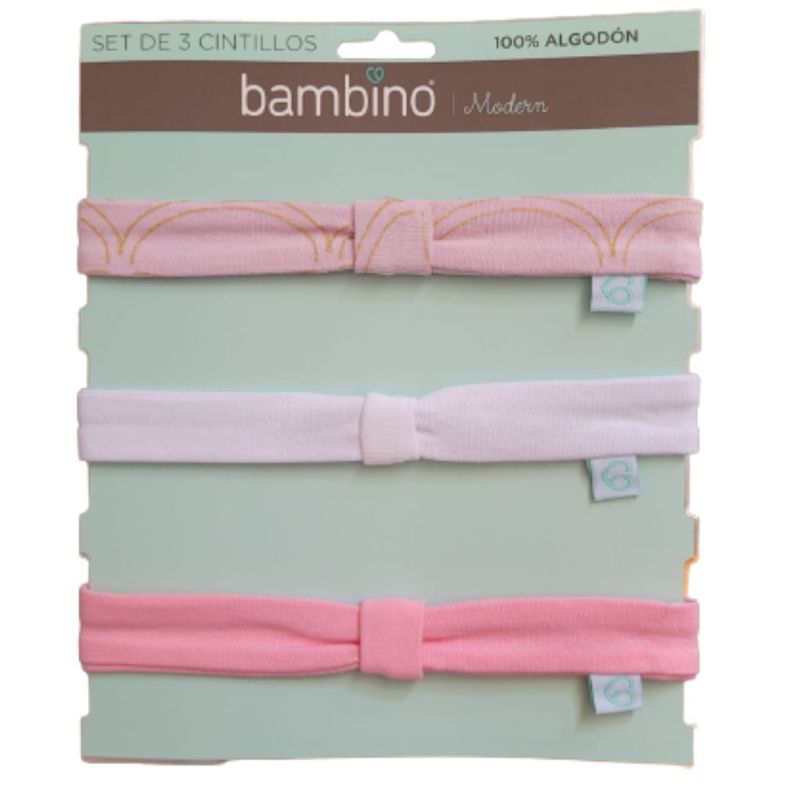 Set 3 cintillos rosados para bebé niña-0